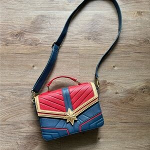 Loungefly Captain Marvel Faux Leather Crossbody Bag